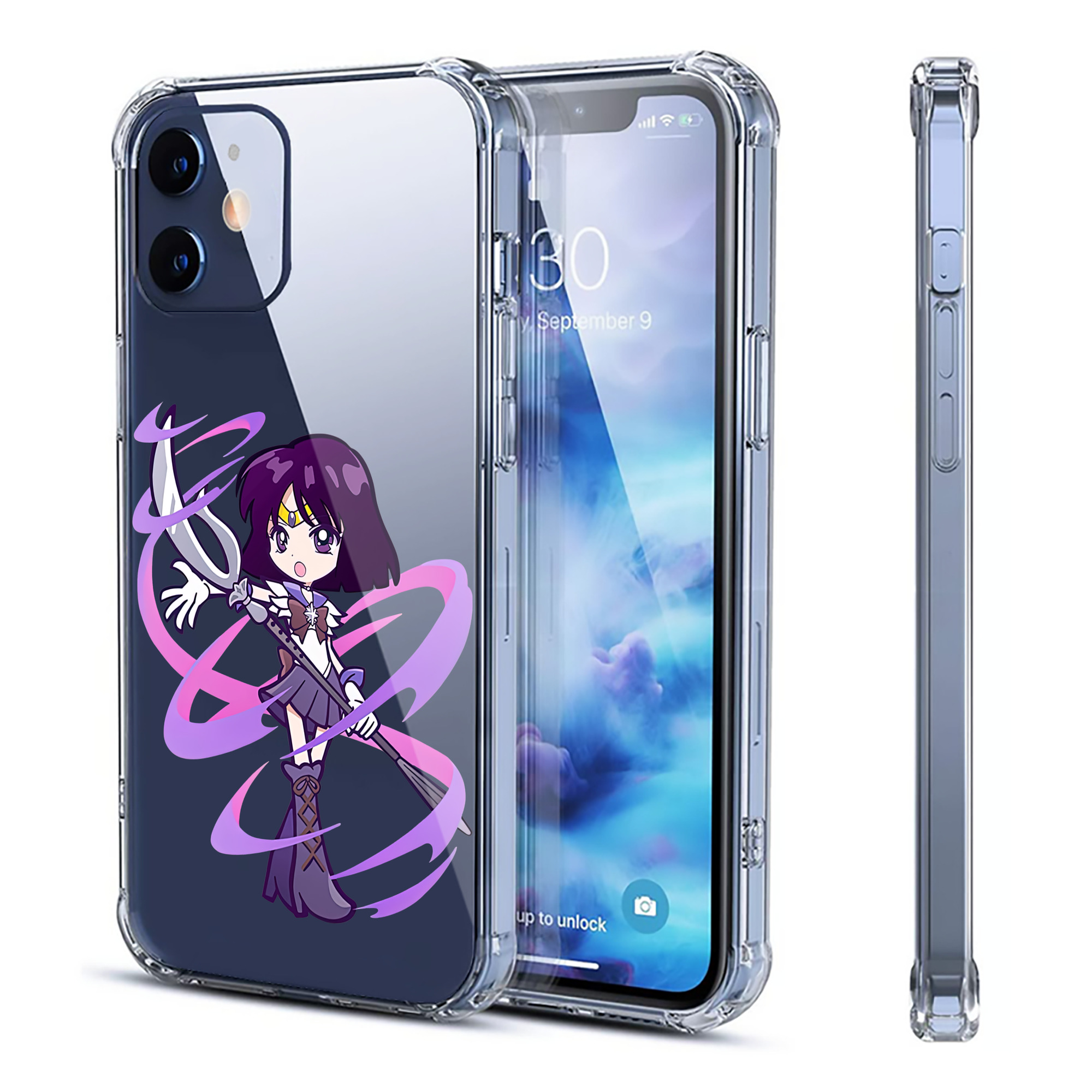 （画像用） 美少女戦士セーラームーン 土萠ほたる Sailor Moon Tomoe Hotaru （セーラーサターン；Sailor Saturn） 【iPhone 12シリーズ対応】透明スマホケース（クリアソフトケース）